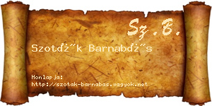 Szoták Barnabás névjegykártya